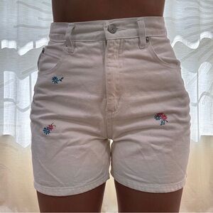VINTAGE High Rise Faded Glory Floral White Shorts XS